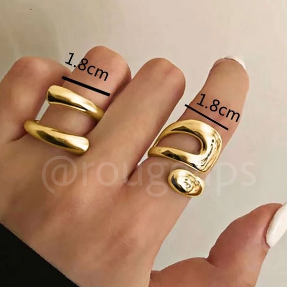 2 Yellow Gold Ring Set Copper Fashion Jewelry - Picture 5 of 12